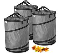 3 sacs de collecte des déchets de jardin de 170 litres, gris, auto-déployants et robustes | Sac pour feuilles | Sac de jardin | Sacs de jardin | Sacs pour déchets verts, pliables, de grande capacité,