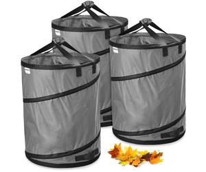 3 sacs de collecte des déchets de jardin de 170 litres, gris, auto-déployants et robustes | Sac pour feuilles | Sac de jardin | Sacs de jardin | Sacs pour déchets verts, pliables, de grande capacité,
