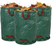 3 sacs de collecte des déchets - Sacs de ramassage pour le jardin - Pour collecter les déchets de jardin - Poignées de transport renforcées - Capacité de 72 gallons - Vert