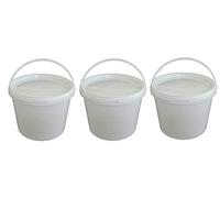 3 seau de 3 litres avec couvercle blanc, à lait / stockage empilable, miel, en plastique approbation alimentaire, récipients sécurité vide pour farine, eau, pièce