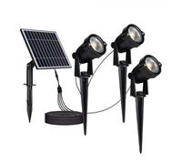 3 spots LED V-tac avec piquet et panneau solaire 3000K 3x1,2W IP65 noir VT-11032