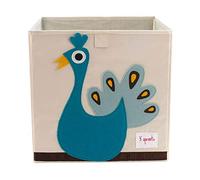 3 Sprouts Boîte Cube Tissu Enfant, Jouets/Accessoires, Paon | Cube tissu, Jouets/livres/vêtements, 33 x 33 cm, Compatible étagère cube, Pliable, Chambre enfant, Facile à nettoyer