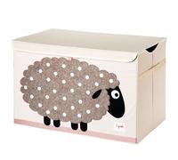 3 Sprouts, Coffre à Jouets en Polyester, Idéal pour Contenir des Objets et des Jeux, Panier à Jouets pour Enfants décoré de Moutons Gris, 61x37x38 cm