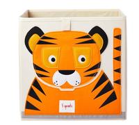 3 Sprouts, Conteneur de Rangement, Support à Jouets pour Enfants, Idéal pour Contenir des Objets et des Jeux, Décoré de Tigre Orange, Compatible avec Étagères 33x33x33 cm