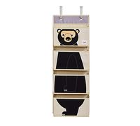 3 Sprouts Rangement mural Ours - Porte à suspendre, organisateur enfant - Noir G