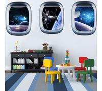 3 Stickers Muraux 3d Pour Chambre D'enfant, Stickers Muraux Planète Astronaute, Art Mural Galaxie, Décoration Cabine 3d Pour Chambre De Bébé Garçon Et Fille