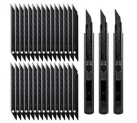3 Stück Professional Stainless Steel 9mm Craft Knife Retractable Utility Set avec 30pcs 30°Stainless Steel Blades, Blade Craft Cutter pour Paper, Cardboard, Fabric, Plastic et DIY Cutting Task