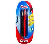 3 stylos feutres - Pointe acrylique - Noir Rouge Bleu - Pentel - Sign Pen