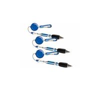: 3 stylos zip avec câble enrouleur et mousqueton