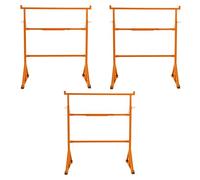 3 Supports Tréteaux de Maçon Chantier en Acier Portable Table Établi de Travail Hauteur Réglable 105,5 à 185,5 cm Pieds Antidérapants Capacité de Poids 200 kg [Crochets & Plateau Porte-Outils INCLUS]