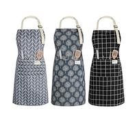 3 Tablier de cuisine unisexe bleu, gris et noir