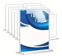 3 tailles de support d'affichage en acrylique - support d'affichage en plastique transparent en forme de T, support double face pour papier et affiche, convient pour les menus, les prospectus, les ima