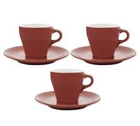 3 Tasses Et Sous Tasses Espresso 9cl Rouge - Origami