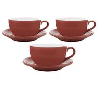 3 Tasses Et Sous Tasses Latte Bowl 19 Cl Rouge - Origami