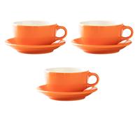 3 Tasses Et Sous Tasses Latte Bowl Orange - Origami