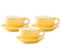 3 Tasses Latte Bowl Et Sous-tasses Jaune 25 Cl - Origami