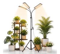 3 Têtes Lampe Horticole Led,360LEDs Lampe Plante Interieur Avec Trépied | Lampe Horticole Led Spectre Complet,Minuterie3/9/12,4 Modes,10 Luminosité,Hauteur Réglable108-159 cm pour Plantes d'Intérieur