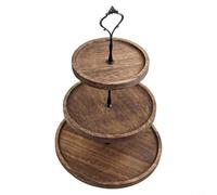 3-Tier Wooden Cake Stand Large Dessert Display Rack(B) | Three spacious tiers, holds cupcakes cakes muffins, large capacity display, perfect for dessert tables
