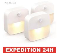 3 Veilleuse Led, Lampe De Nuit Murale Avec Détecteur De Mouvement Autocollante, Veilleuse Murale Pour Salle De Bains, Chambre, Coulo Multicolore