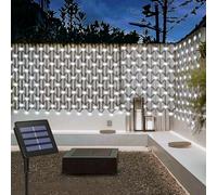 3 x 2m Solar Garden Net Lights String Outdoor Cool White, Auto On/Off, 8 Modes 200 LED Starry Fairy String Lights for Wall Roof Mesh Lights Bush Back Yard Patio Twinkling Lights Wedding Party Decor