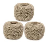 3 x 80 mètres de Ficelle de Jute Naturelle - 240 mètres au Total, 2 mm d'épaisseur, décorations en Chanvre pour l'emballage, la fleuristerie, la Cuisine, Noël et Les décorations
