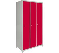 3 x Armoires-vestiaires en acier rouge