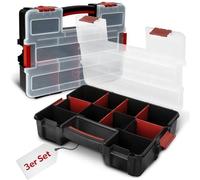 3 x Boîte d'assortiment siwitec avec 10 compartiments et 6 séparateurs adaptables, boîte d'assortiment pour petites pièces, organisateur d'outils, magasin pour petites pièces, 31,5 x 22,5 x 6,4 cm