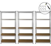 3 x E-Rax : rayonnage de stockage galvanisé, rayonnage de garage, rayonnage en acier, rayonnage industriel, rayonnage d'atelier, rayonnage à emboîter, rayonnage métallique, 100 % sans vis, blanc, mart