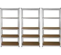 3 x E-Rax : rayonnage de stockage galvanisé, rayonnage de garage, rayonnage en acier, rayonnage industriel, rayonnage d'atelier, rayonnage à emboîter, rayonnage métallique, 100 % sans vis, blanc, mart