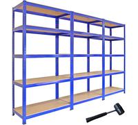 3 x Monster Racking T-Rax 90cm étagère de stockage bleu avec marteau en caoutchouc