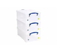 3 x Really Useful Box 12 L pour A de 4 Format de 465 x 270 x 150 mm - Transparent
