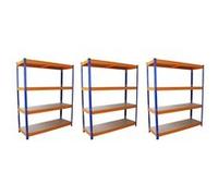 3 x S-RAX Metal Heavy Duty rayonnage 4Tier 1,5 m large Garage unités d’entreposage d’étagères Bleu G