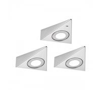 Paulmann 92126 LED sous-meubles Trias avec capteur de proximité kit de 3 4000 K 2,7W 135x132 mm 185lm Acier brossé luminaire en saillie pour meuble