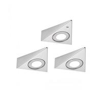 Paulmann 92126 LED sous-meubles Trias avec capteur de proximité kit de 3 4000 K 2,7W 135x132 mm 185lm Acier brossé luminaire en saillie pour meuble