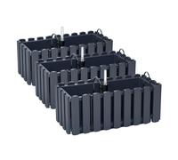 PAFEN Lot de 3 jardinières avec supports - 38 x 18 x 16,2 cm - Pot de fleurs avec système d'irrigation, jardinière pour balcon, anthracite