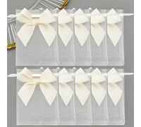 30/10 pièces Sacs en organza avec nœud, sacs cadeaux en organza transparent avec ruban et nœud, pochettes cadeaux en mousseline élégantes, sacs à bijoux de 3,9 x 4,7 pouces, sacs de faveurs de mariage