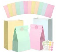 30/24/12 pièces Ensemble de sacs-cadeaux de couleur macaron, sacs en papier kraft pour les faveurs de fête, sacs-cadeaux en papier pastel, sacs en papier kraft colorés pour bonbons, sacs en papier arc