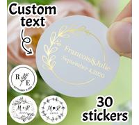 30-240 pièces Autocollants de mariage personnalisés Étiquette de nom personnalisée Autocollants ronds avec texte personnalisé Autocollants de remerciement Baby shower Décorations de fête d'anniversair