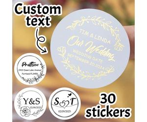 30-240 pièces Autocollants de mariage personnalisés, étiquettes autocollantes personnalisées avec nom, autocollants ronds personnalisables avec texte, autocollants personnalisables de remerciement, ba