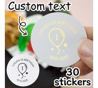 30-240 pièces Autocollants personnalisés Joyeux anniversaire avec motif de ballon, étiquettes autocollantes avec nom personnalisé, autocollants ronds avec texte personnalisable, autocollants Merci per