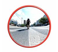 30/45/60 cm Miroir de Circulation Convexe, PC Incassable pour Montage Mural avec Angle Réglable, Miroir de Sécurité pour Garage, Sortie de Garage et Parking(Red,45cm/18in)