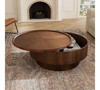 30.7“ Table Basse Ronde avec Rangement, F Circle 30.7in | Table d'appoint ronde moderne et élégante - Grand plateau et espace de rangement discret, idéale pour le salon ou le balcon