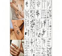 30 autocollants de tatouage temporaire noir petit motif imperméable, designs de tatouage papillon, ciel étoilé, fleur, cœur, unisexe, faux tatouages jetables, peuvent être utilisés sur les mains, les 