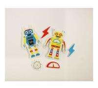 30 Autocollants - Mousse EVA - Robots - Paillettes Multicolore G