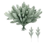 30 branches de pin artificielles givrées pour Noël, pics de sapin de Noël enneigé, faux pics de Noël en spray, aiguilles de pin artificielles pour décoration DIY, pics d'hiver pour guirlande de cèdre