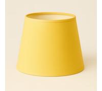 30 cm Abat-jour, Cône, Tissu en Coton avec dos en PVC blanc, Produit fait main, pour Lampe de table, Lampadaire (Jaune)