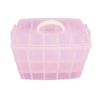 30 Compartiments Boîte de Rangement Cosmétique, Rose, à 3 Couches | Plastique Rigide Transparent, Compartiments Détachables, Format Portable Poignée, Organisation Pratique