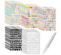 30 Feuilles Autocollants de Numéros Lettres Autocollantes Chiffres Autocollants Lettres Alphabet Vinyle Stickers Lettres Alphabet avec 1 Pièces Pince a Epiler pour DIY Scrapbooking Cartes de Vœux-1