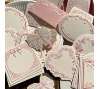 30 feuilles de papier spécial de vachette épaissi avec impression en relief gaufré rétro, bloc-notes avec cadre à détails de nœud floral, style Ins, carte de note inscriptible pour la décoration de jo