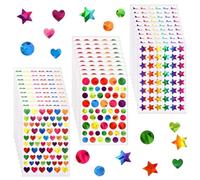 30 Feuilles Gommettes Autocollantes, Stickers Autocollants pour Enfants, Coeurs Étoiles Pois Autocollants Colorés, pour Scrapbooking Activités Manuelles Photo Cadeau Récompenser